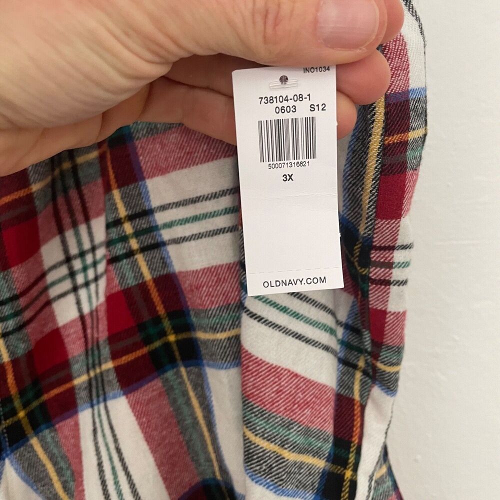 Old Navy Womens Flannel Pajama Shorts Red White Plaid Holiday Sleepwear 3X NEW - Picture 3 of 3